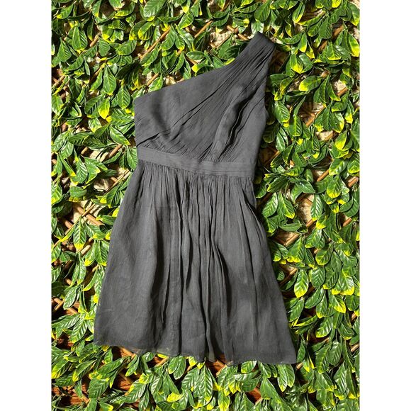 J Crew Blue One Shoulder 100% Silk Mini Dress Size 0P NWT - Picture 2 of 6